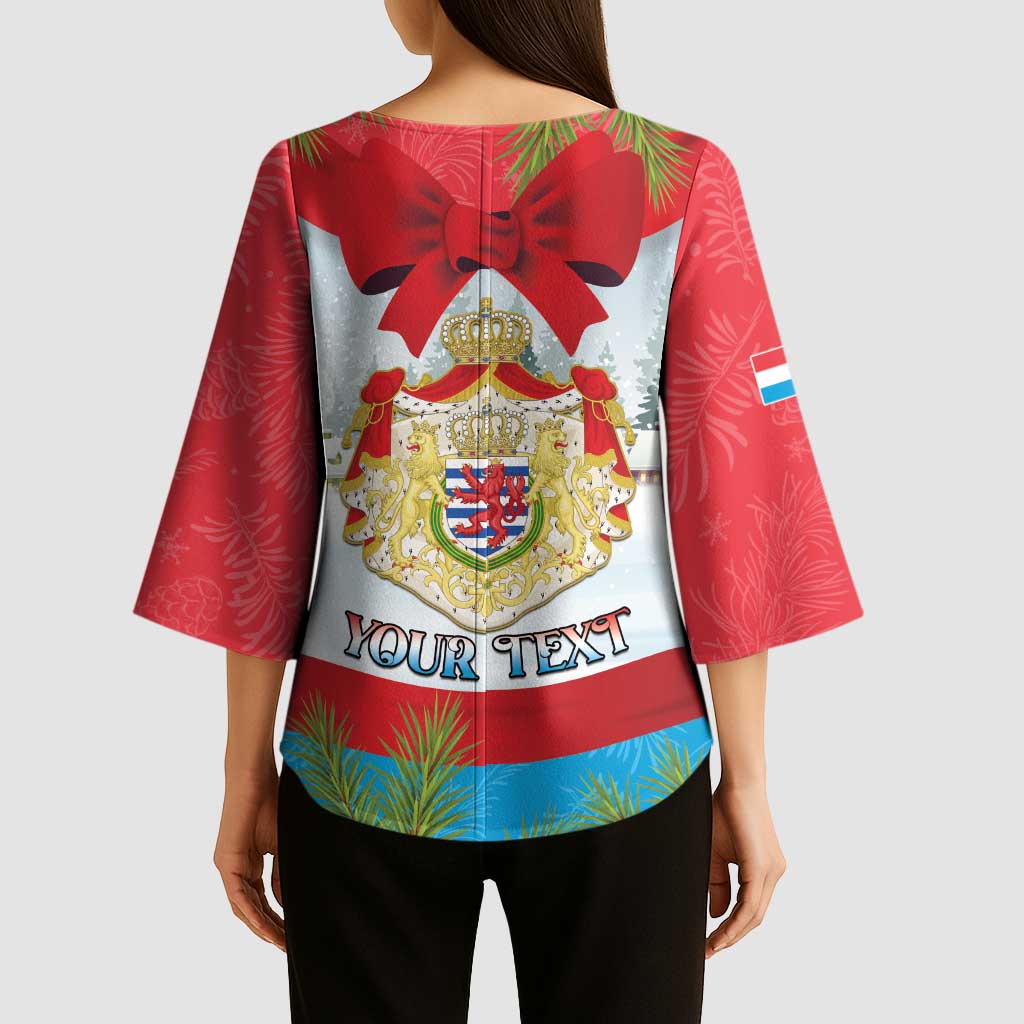 Personalised Luxembourg Christmas Kimono Sleeve Blouse Schei Chreschtdeeg 2025 - Wonder Print Shop