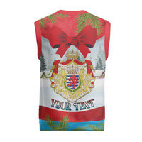 Personalised Luxembourg Christmas Knitted V-Neck Vest Schei Chreschtdeeg 2025 - Wonder Print Shop