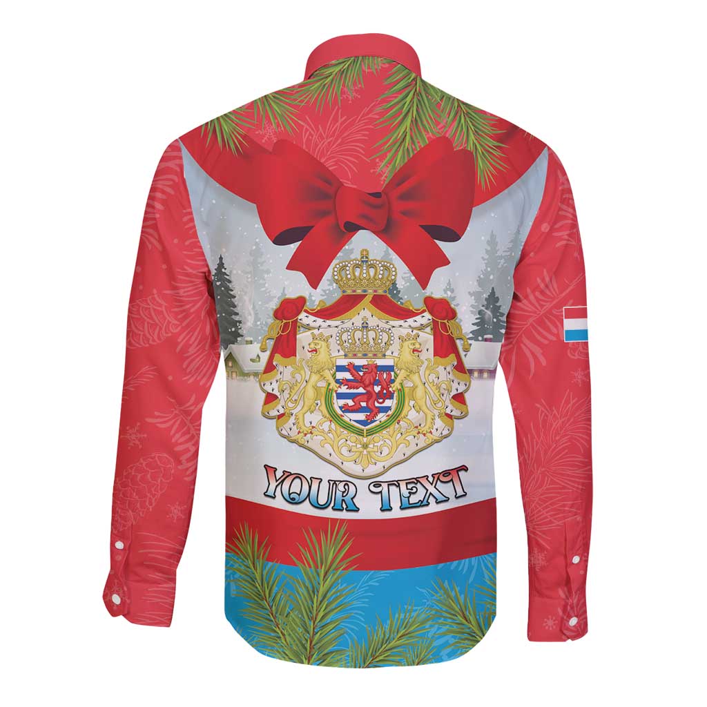 Personalised Luxembourg Christmas Long Sleeve Button Shirt Schei Chreschtdeeg 2025 - Wonder Print Shop