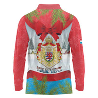 Personalised Luxembourg Christmas Long Sleeve Polo Shirt Schei Chreschtdeeg 2025 - Wonder Print Shop