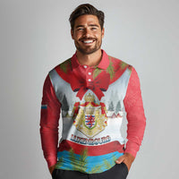 Personalised Luxembourg Christmas Long Sleeve Polo Shirt Schei Chreschtdeeg 2025 - Wonder Print Shop