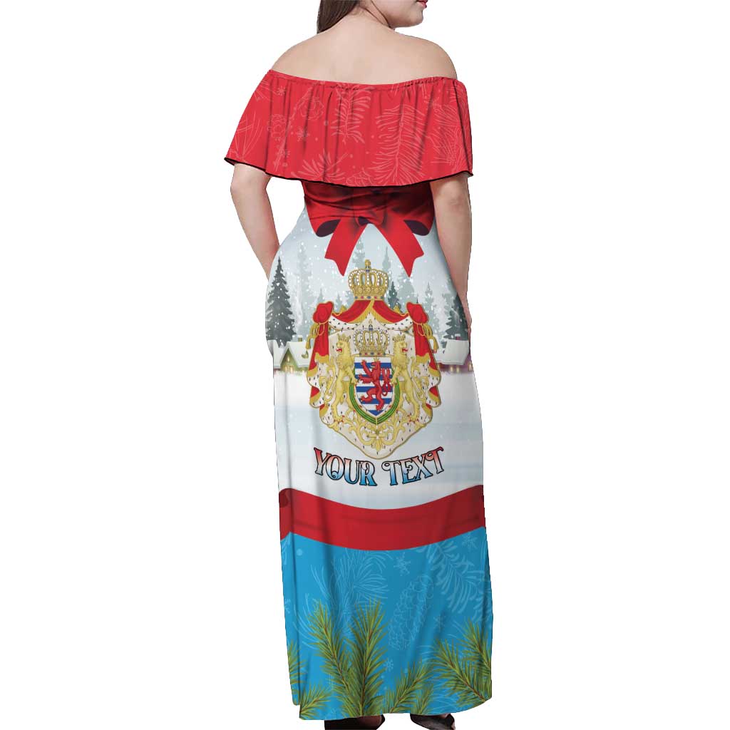 Personalised Luxembourg Christmas Off Shoulder Maxi Dress Schei Chreschtdeeg 2025 - Wonder Print Shop
