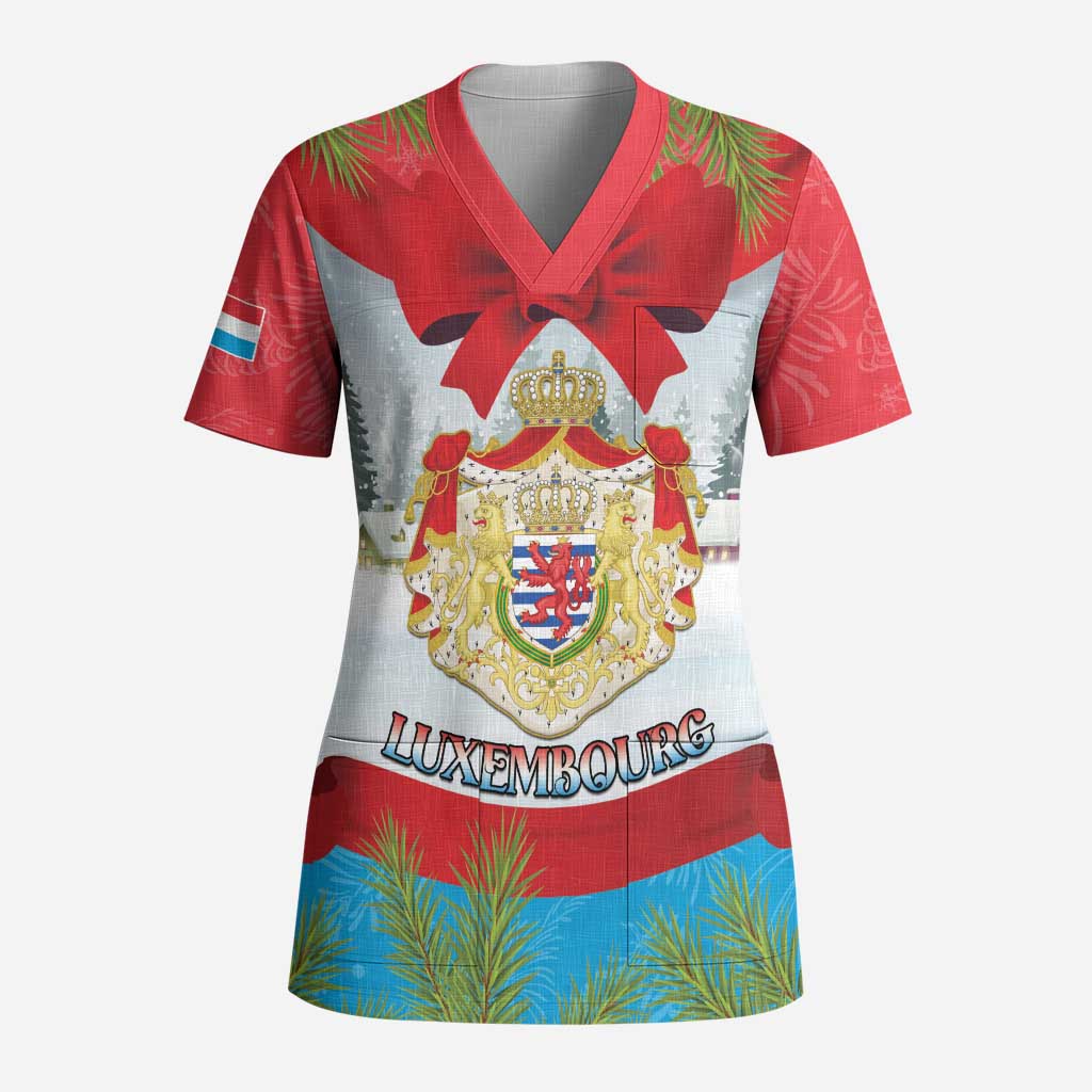 Personalised Luxembourg Christmas Scrub Top Schei Chreschtdeeg 2025 - Wonder Print Shop