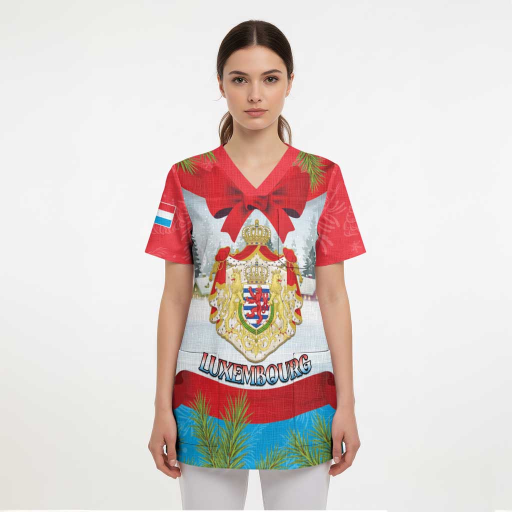 Personalised Luxembourg Christmas Scrub Top Schei Chreschtdeeg 2025 - Wonder Print Shop
