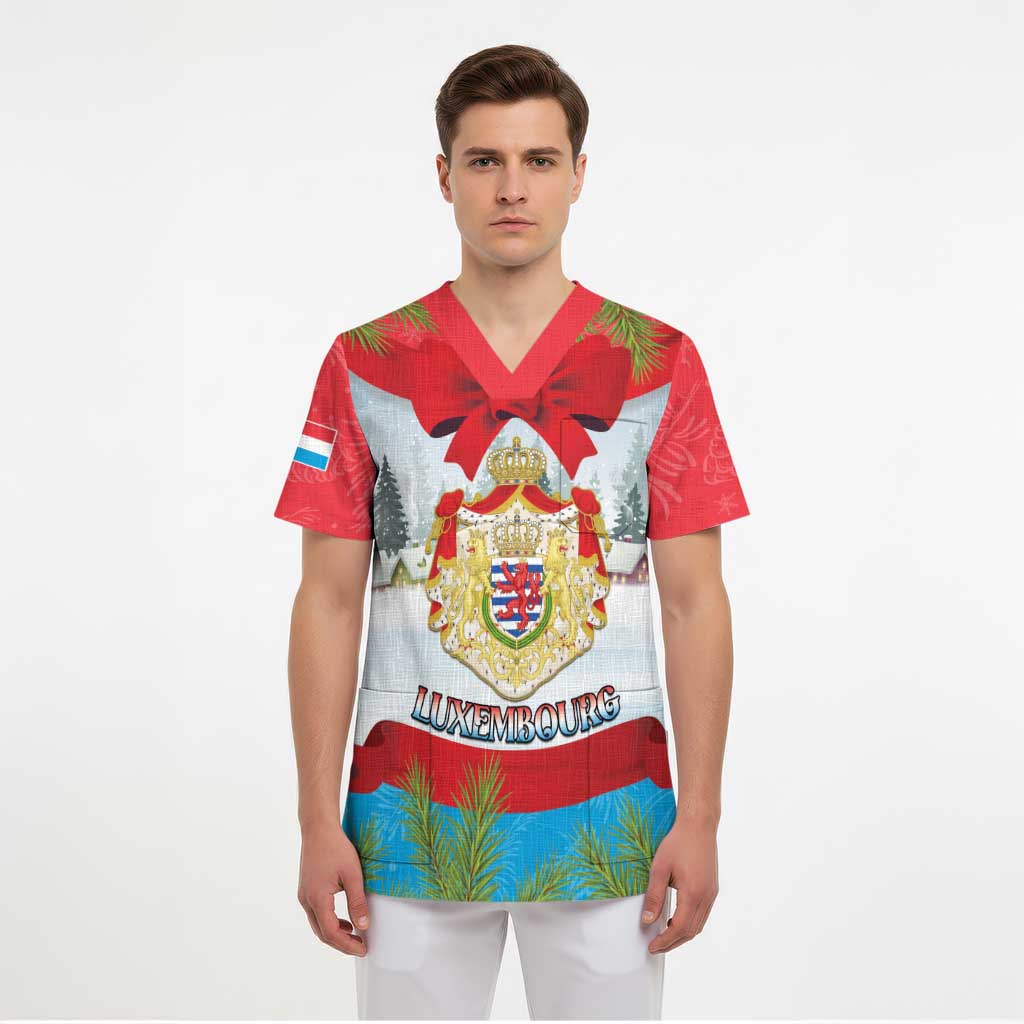 Personalised Luxembourg Christmas Scrub Top Schei Chreschtdeeg 2025 - Wonder Print Shop
