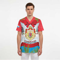 Personalised Luxembourg Christmas Scrub Top Schei Chreschtdeeg 2025 - Wonder Print Shop