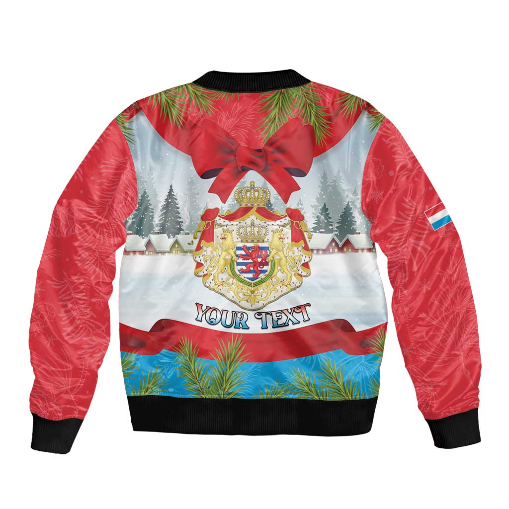 Personalised Luxembourg Christmas Sleeve Zip Bomber Jacket Schei Chreschtdeeg 2025 - Wonder Print Shop