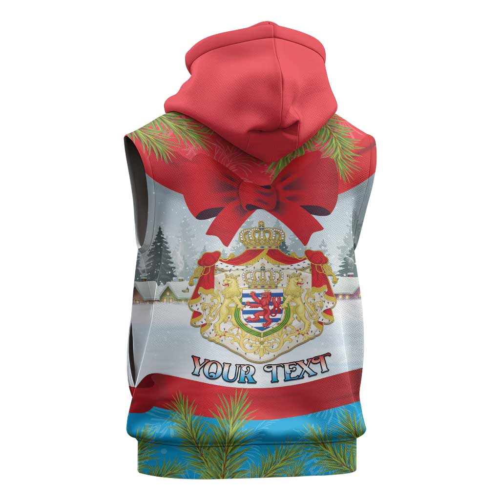 Personalised Luxembourg Christmas Sleeveless Hoodie Schei Chreschtdeeg 2025 - Wonder Print Shop