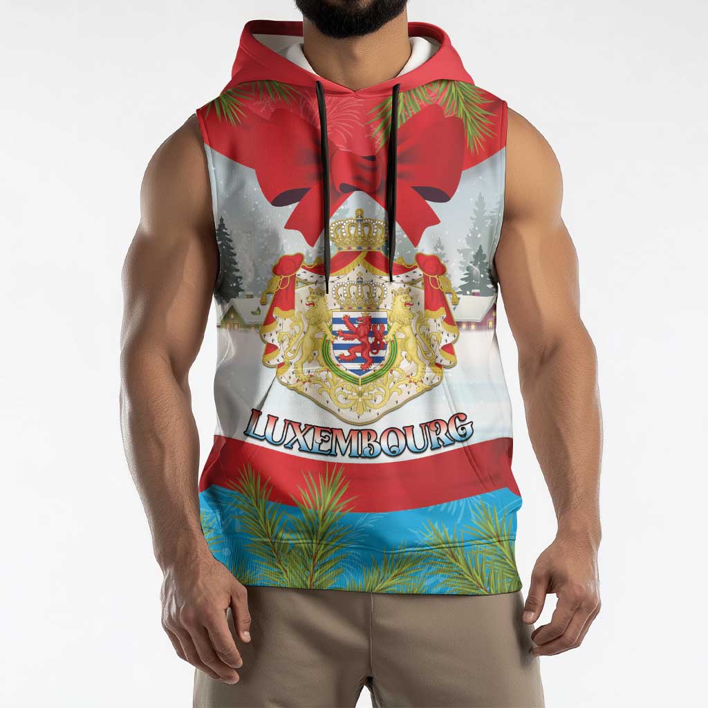 Personalised Luxembourg Christmas Sleeveless Hoodie Schei Chreschtdeeg 2025 - Wonder Print Shop