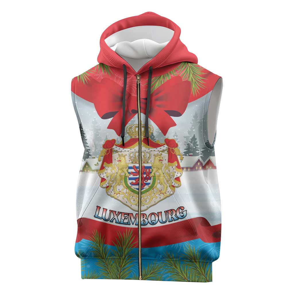 Personalised Luxembourg Christmas Sleeveless Zip Hoodie Schei Chreschtdeeg 2025 - Wonder Print Shop