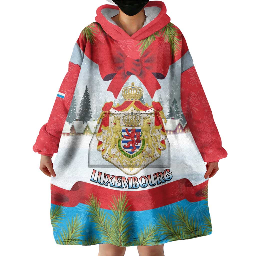 Personalised Luxembourg Christmas Wearable Blanket Hoodie Schei Chreschtdeeg 2025 - Wonder Print Shop