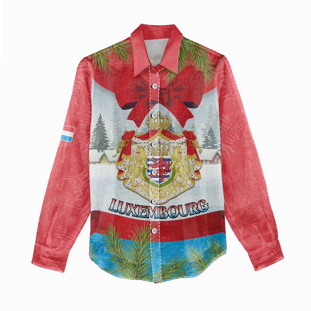 Personalised Luxembourg Christmas Women Casual Shirt Schei Chreschtdeeg 2025 - Wonder Print Shop