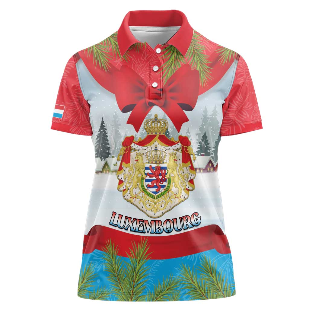 Personalised Luxembourg Christmas Women Polo Shirt Schei Chreschtdeeg 2025 - Wonder Print Shop