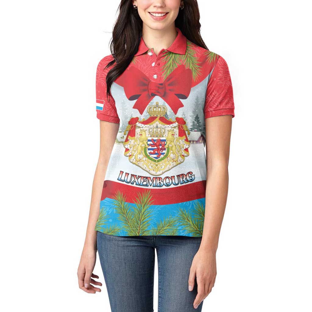 Personalised Luxembourg Christmas Women Polo Shirt Schei Chreschtdeeg 2025 - Wonder Print Shop