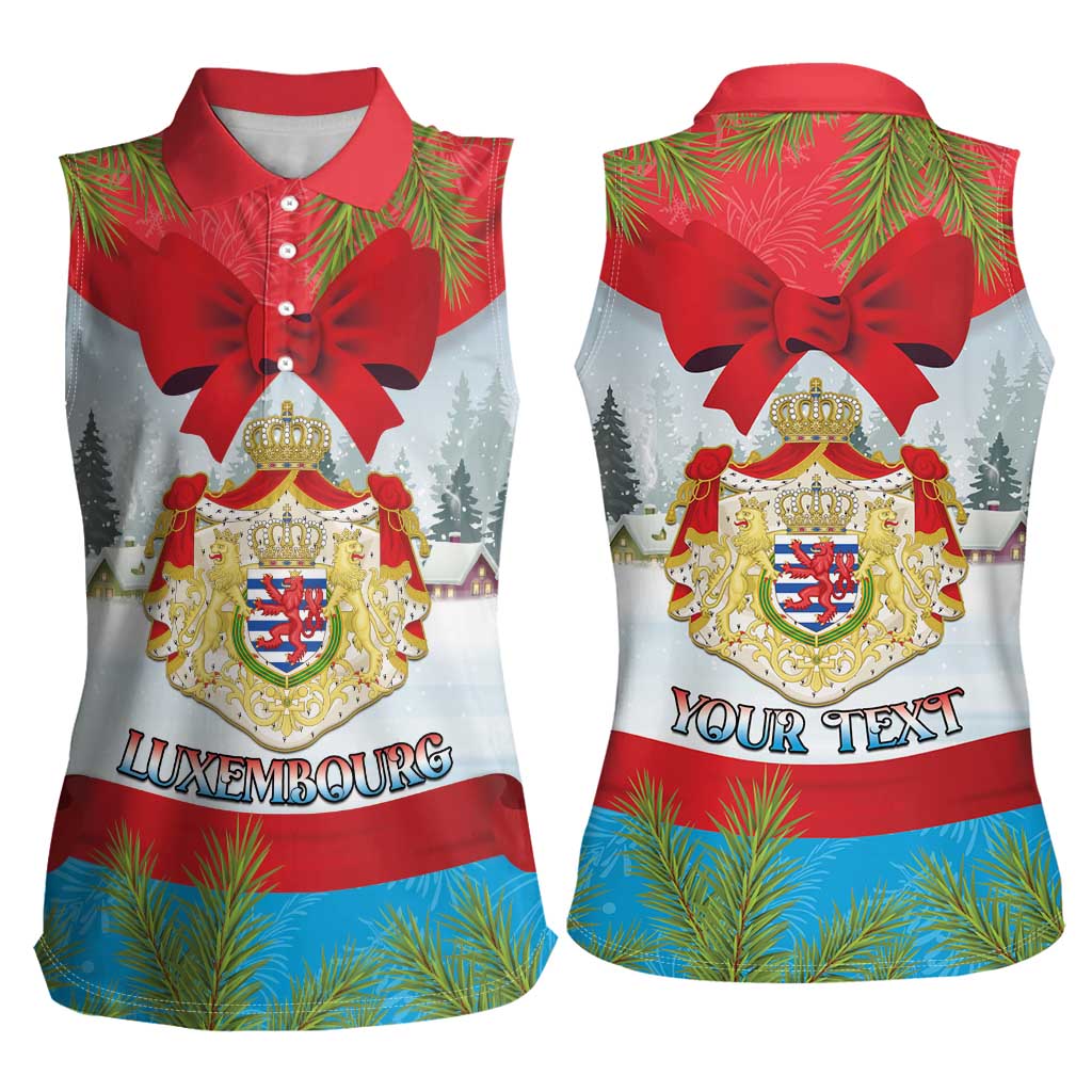Personalised Luxembourg Christmas Women Sleeveless Polo Shirt Schei Chreschtdeeg 2025 - Wonder Print Shop