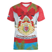 Personalised Luxembourg Christmas Women V-Neck T-Shirt Schei Chreschtdeeg 2025 - Wonder Print Shop