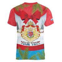 Personalised Luxembourg Christmas Women V-Neck T-Shirt Schei Chreschtdeeg 2025 - Wonder Print Shop