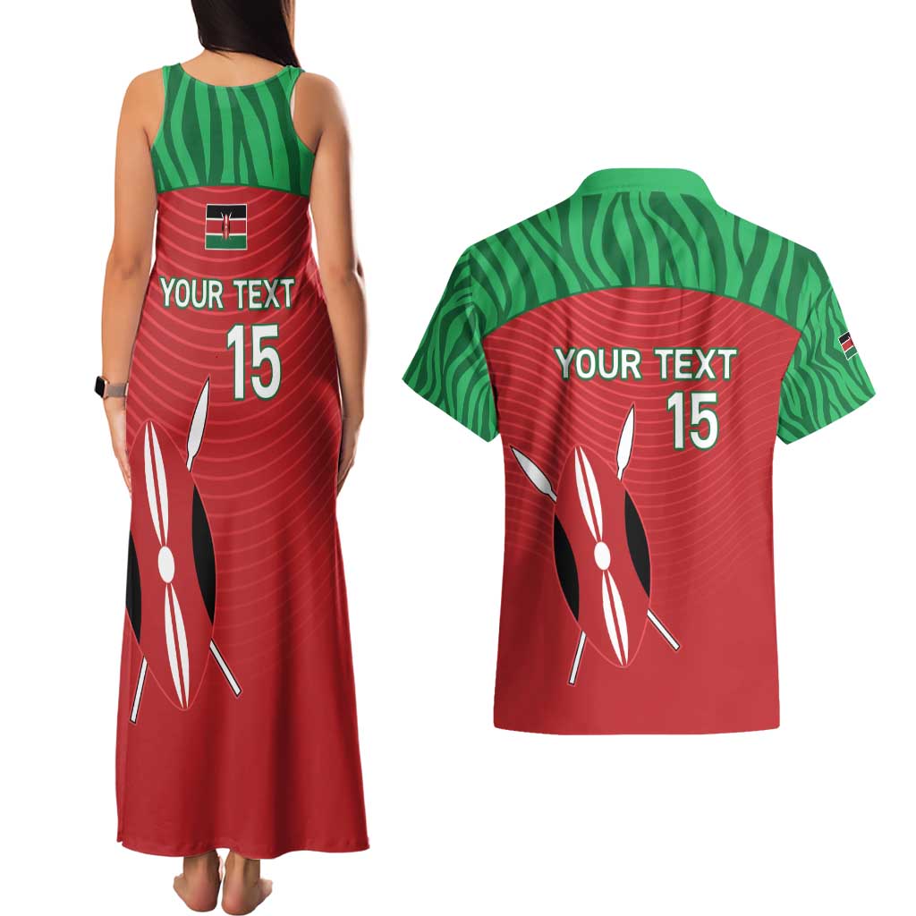 Custom Athletics Kenya Couples Matching Tank Maxi Dress and Hawaiian Shirt Kenyan Runner - Wonder Print Shop