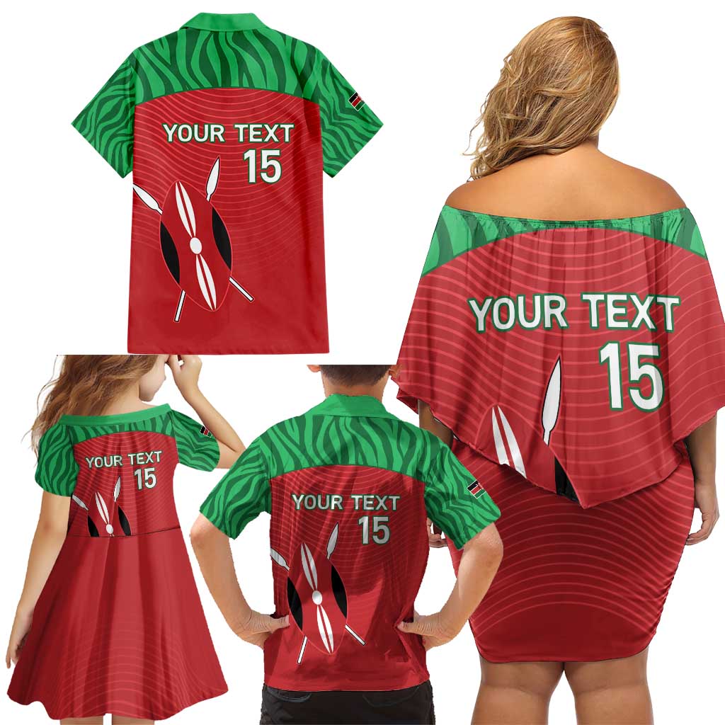 Custom Athletics Kenya Family Matching Off Shoulder Short Dress and Hawaiian Shirt Kenyan Runner - Wonder Print Shop