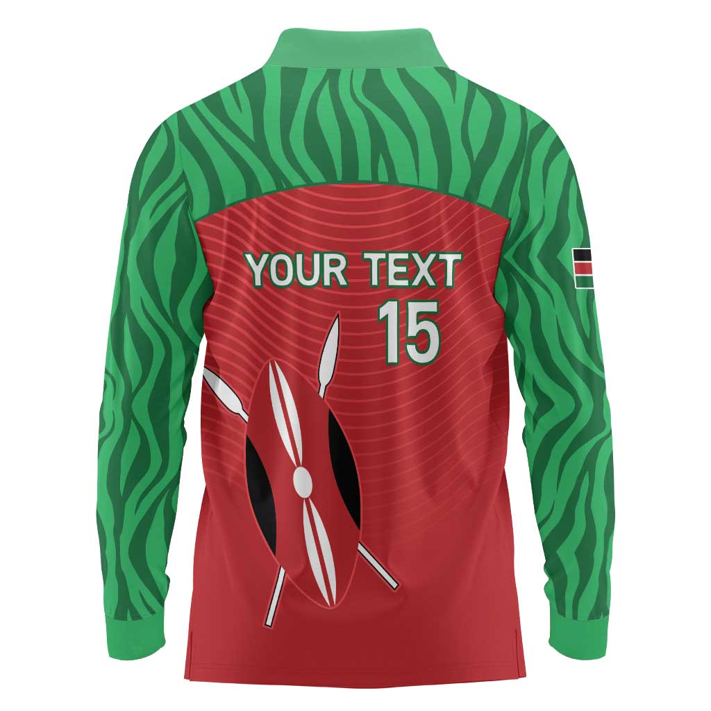 Custom Athletics Kenya Long Sleeve Polo Shirt Kenyan Runner - Wonder Print Shop