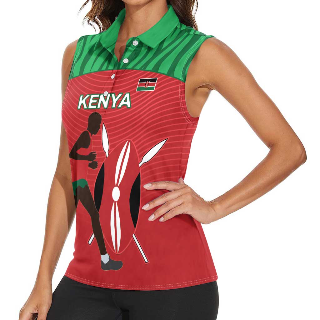Custom Athletics Kenya Women Sleeveless Polo Shirt Kenyan Runner - Wonder Print Shop