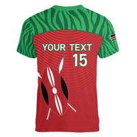 Custom Athletics Kenya Women V-Neck T-Shirt Kenyan Runner - Wonder Print Shop