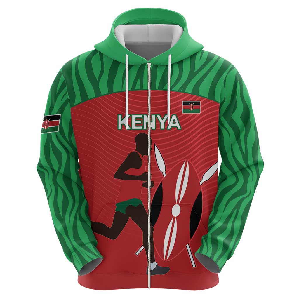 Custom Athletics Kenya Zip Hoodie Kenyan Runner - Wonder Print Shop