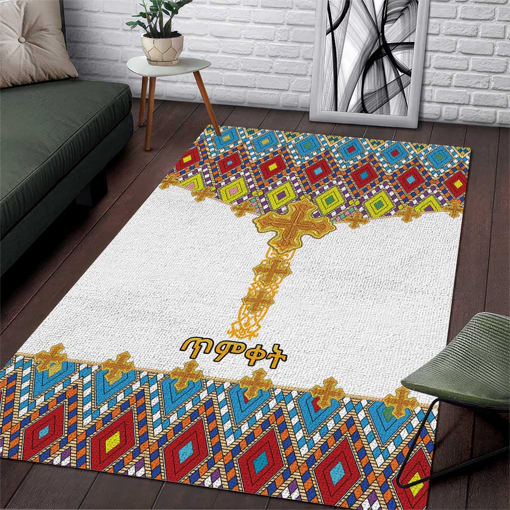 Ethiopian Epiphany Area Rug Cross Mix Tilet Pattern - Wonder Print Shop