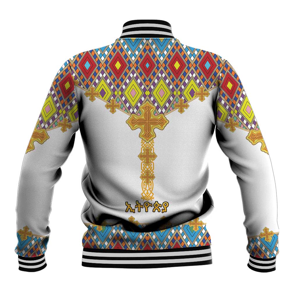 Ethiopian Epiphany Baseball Jacket Cross Mix Tilet Pattern - Wonder Print Shop