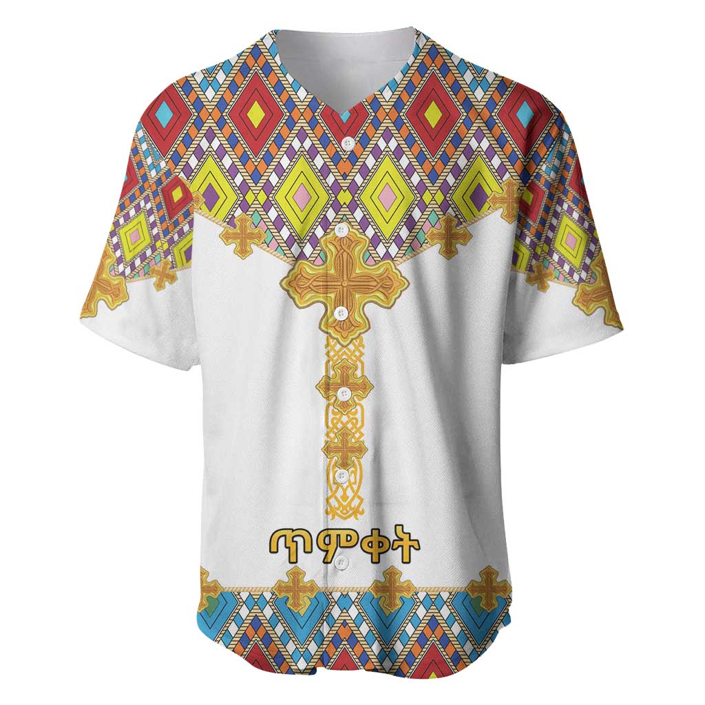 Ethiopian Epiphany Baseball Jersey Cross Mix Tilet Pattern - Wonder Print Shop