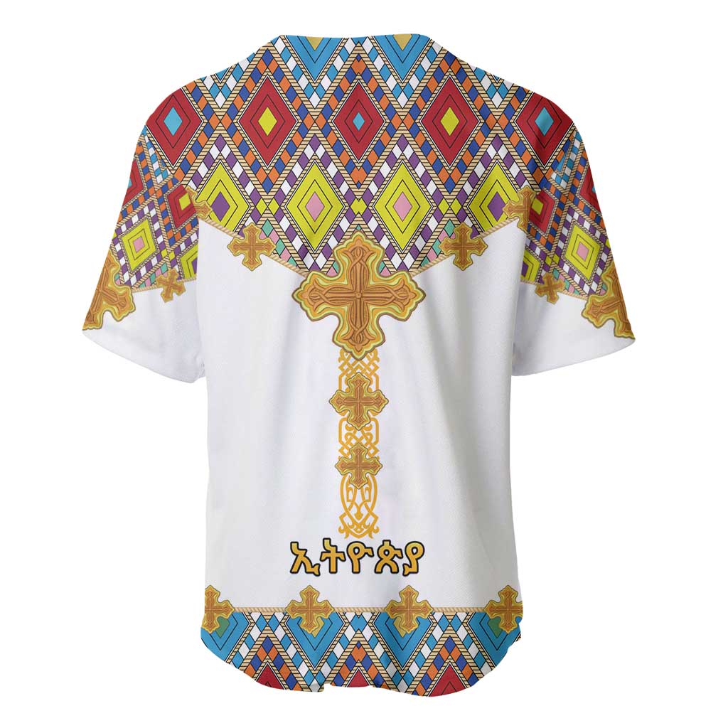 Ethiopian Epiphany Baseball Jersey Cross Mix Tilet Pattern - Wonder Print Shop