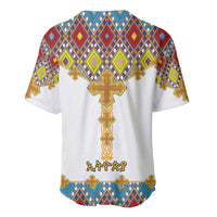 Ethiopian Epiphany Baseball Jersey Cross Mix Tilet Pattern - Wonder Print Shop