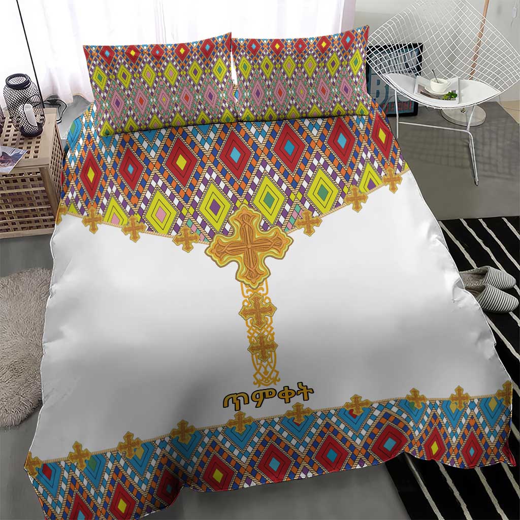 Ethiopian Epiphany Bedding Set Cross Mix Tilet Pattern - Wonder Print Shop