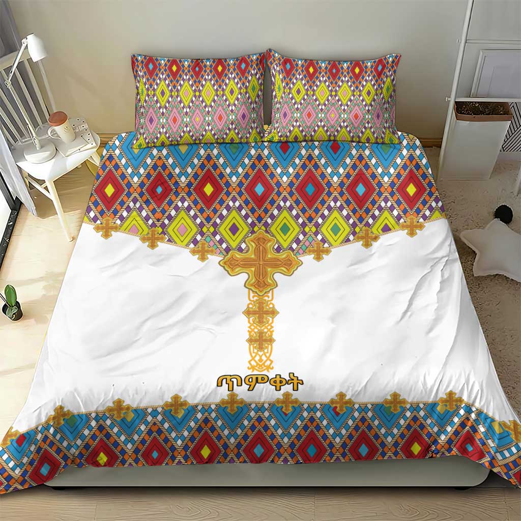 Ethiopian Epiphany Bedding Set Cross Mix Tilet Pattern - Wonder Print Shop