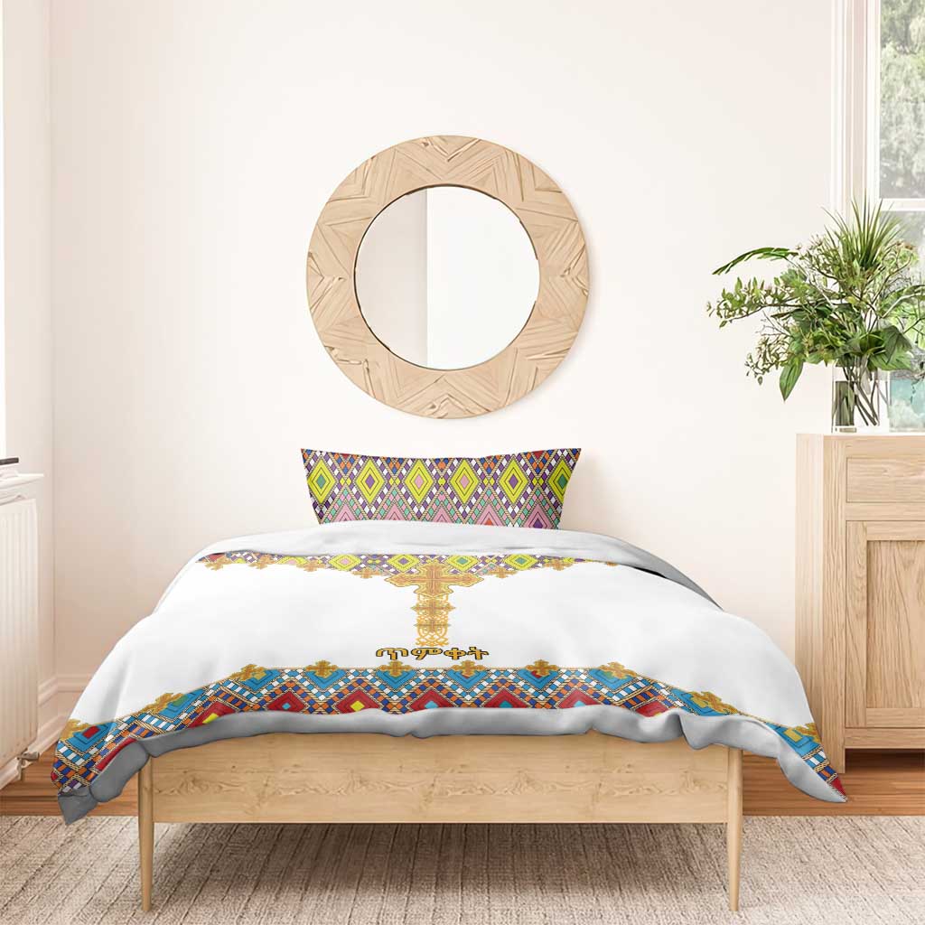 Ethiopian Epiphany Bedding Set Cross Mix Tilet Pattern - Wonder Print Shop