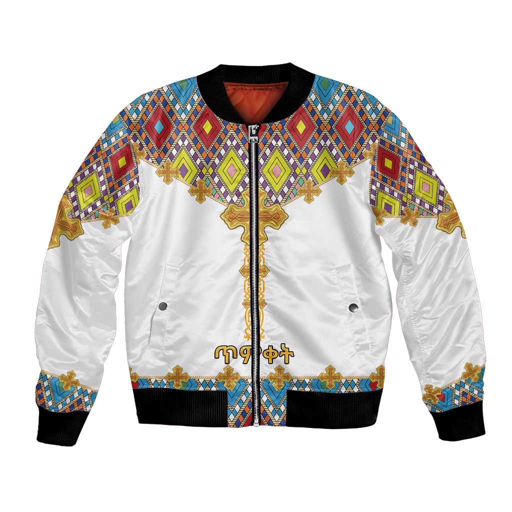 Ethiopian Epiphany Bomber Jacket Cross Mix Tilet Pattern - Wonder Print Shop