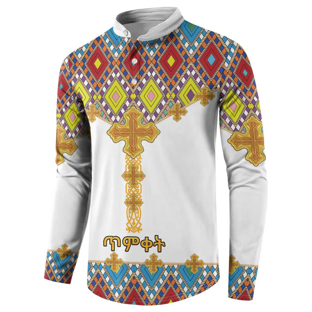 Ethiopian Epiphany Button Sweatshirt Cross Mix Tilet Pattern - Wonder Print Shop