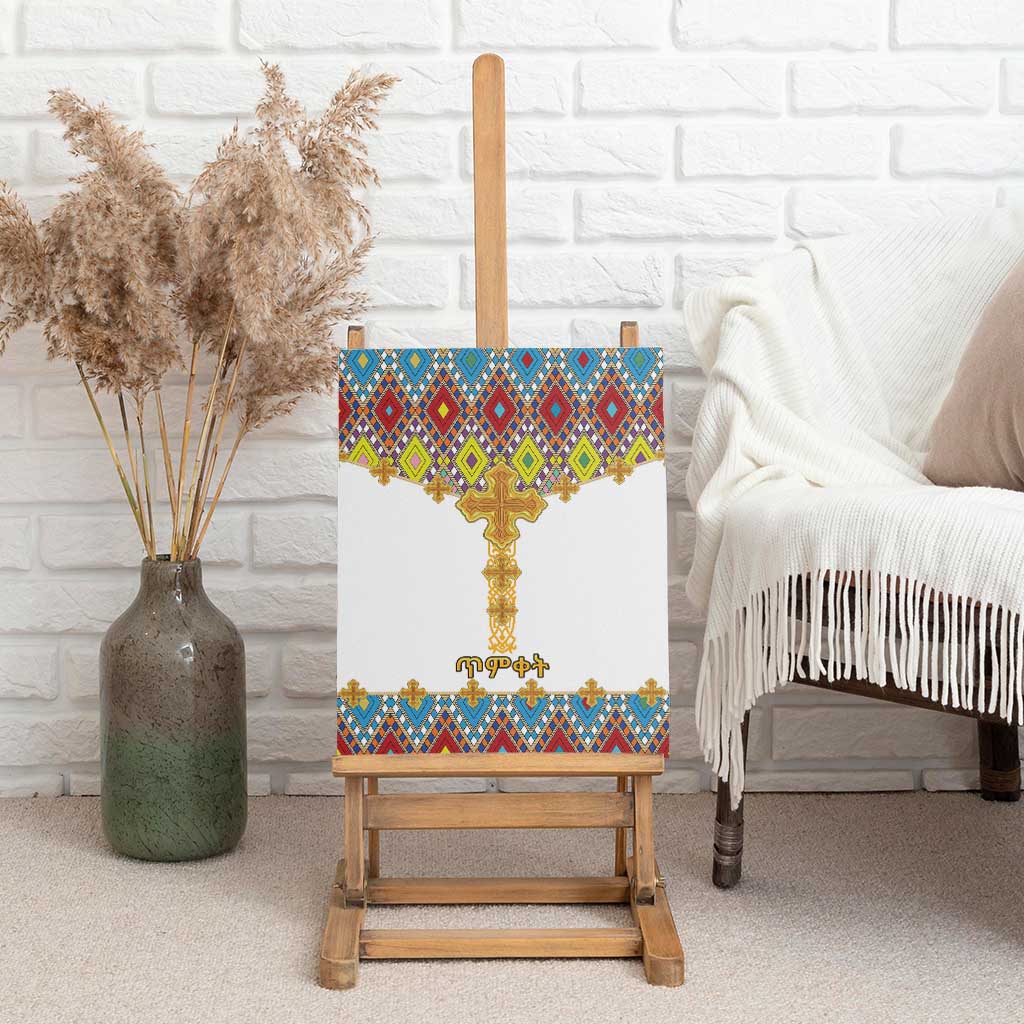 Ethiopian Epiphany Canvas Wall Art Cross Mix Tilet Pattern - Wonder Print Shop