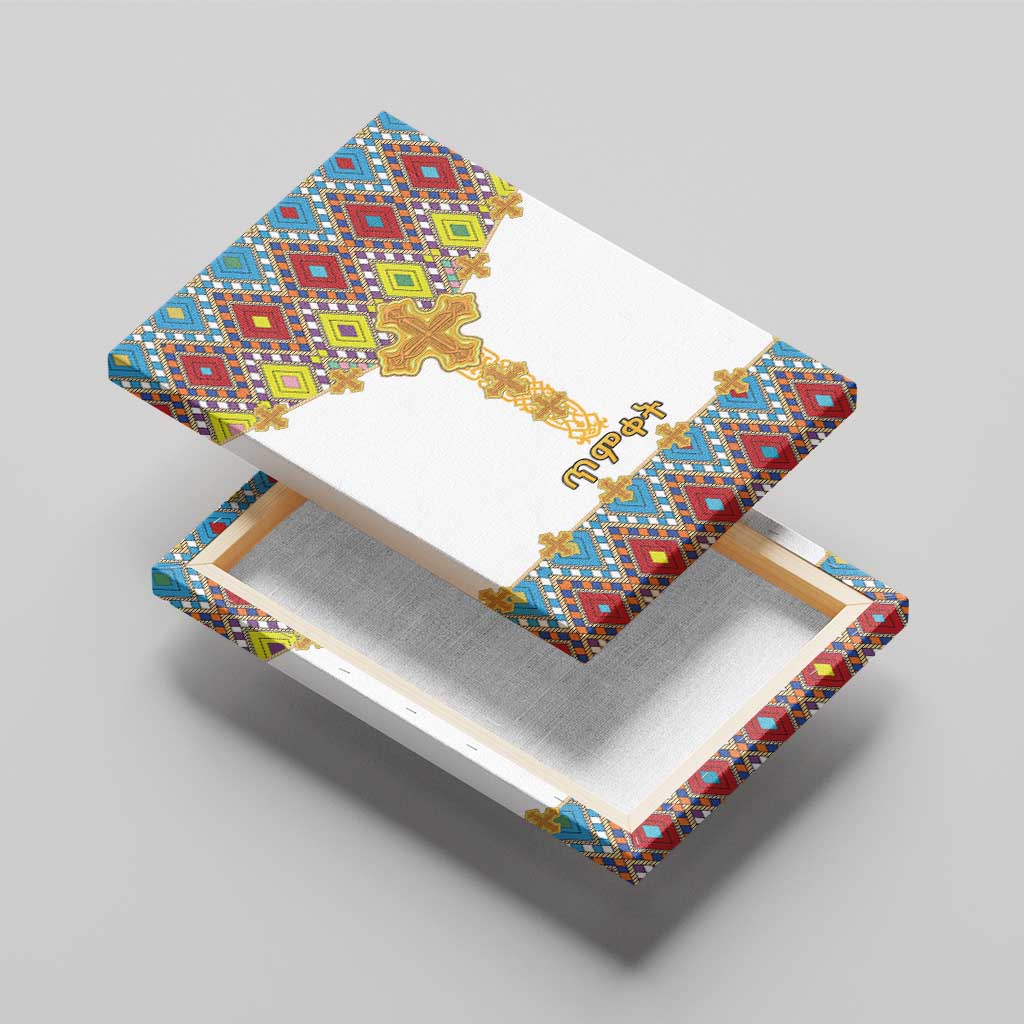 Ethiopian Epiphany Canvas Wall Art Cross Mix Tilet Pattern - Wonder Print Shop