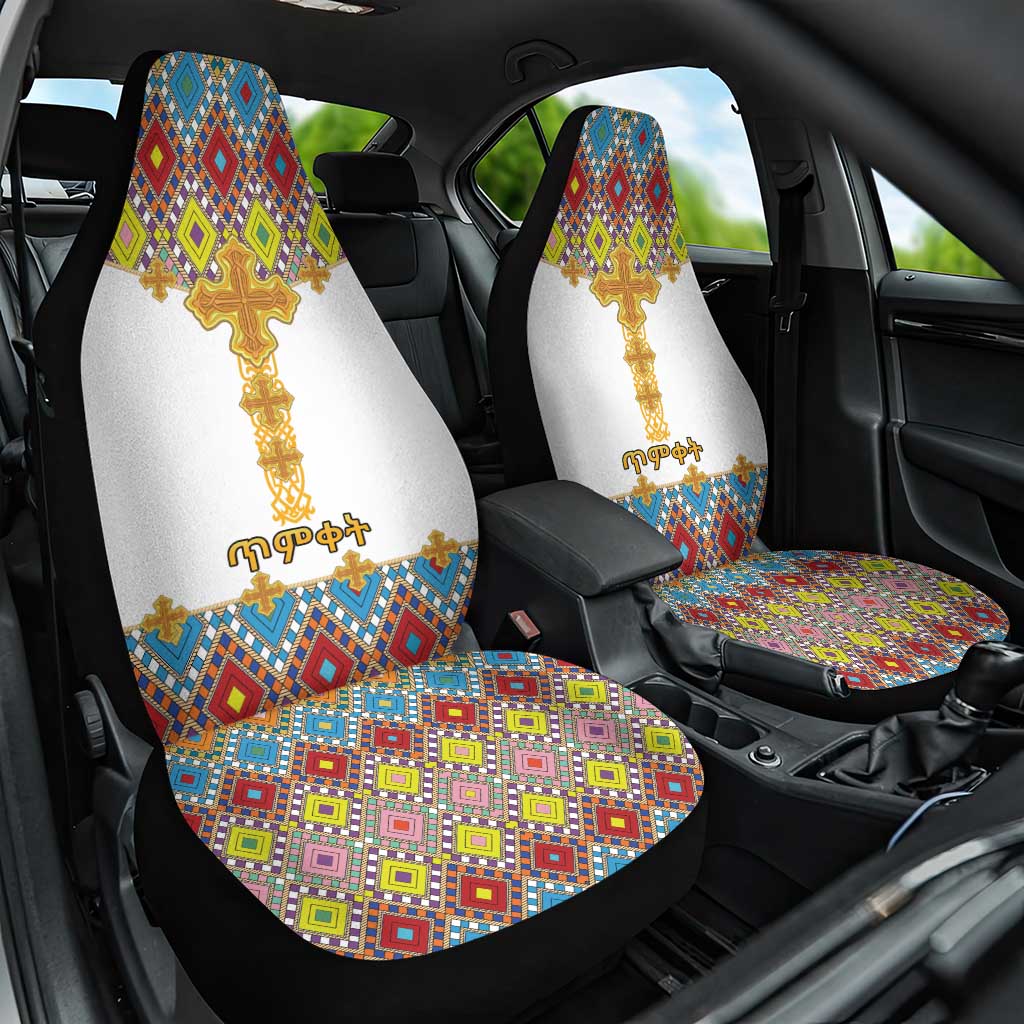 Ethiopian Epiphany Car Seat Cover Cross Mix Tilet Pattern - Wonder Print Shop