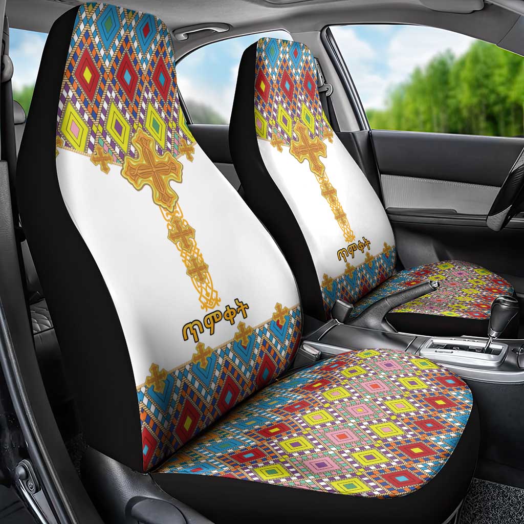 Ethiopian Epiphany Car Seat Cover Cross Mix Tilet Pattern - Wonder Print Shop