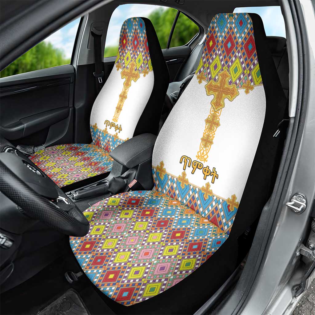 Ethiopian Epiphany Car Seat Cover Cross Mix Tilet Pattern - Wonder Print Shop