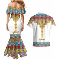 Ethiopian Epiphany Couples Matching Mermaid Dress and Hawaiian Shirt Cross Mix Tilet Pattern - Wonder Print Shop