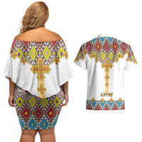 Ethiopian Epiphany Couples Matching Off Shoulder Short Dress and Hawaiian Shirt Cross Mix Tilet Pattern - Wonder Print Shop