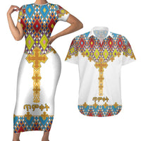 Ethiopian Epiphany Couples Matching Short Sleeve Bodycon Dress and Hawaiian Shirt Cross Mix Tilet Pattern - Wonder Print Shop