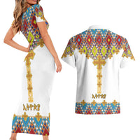 Ethiopian Epiphany Couples Matching Short Sleeve Bodycon Dress and Hawaiian Shirt Cross Mix Tilet Pattern - Wonder Print Shop