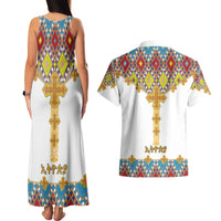 Ethiopian Epiphany Couples Matching Tank Maxi Dress and Hawaiian Shirt Cross Mix Tilet Pattern - Wonder Print Shop