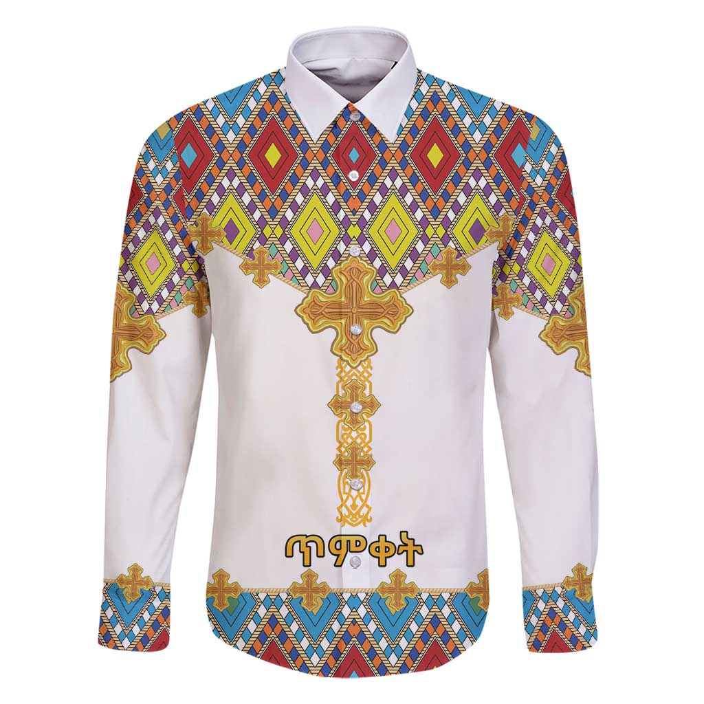 Ethiopian Epiphany Family Matching Long Sleeve Bodycon Dress and Hawaiian Shirt Cross Mix Tilet Pattern - Wonder Print Shop