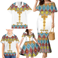 Ethiopian Epiphany Family Matching Mermaid Dress and Hawaiian Shirt Cross Mix Tilet Pattern - Wonder Print Shop