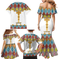 Ethiopian Epiphany Family Matching Mermaid Dress and Hawaiian Shirt Cross Mix Tilet Pattern - Wonder Print Shop